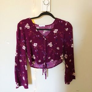 Floral Long Sleeve Crop Top